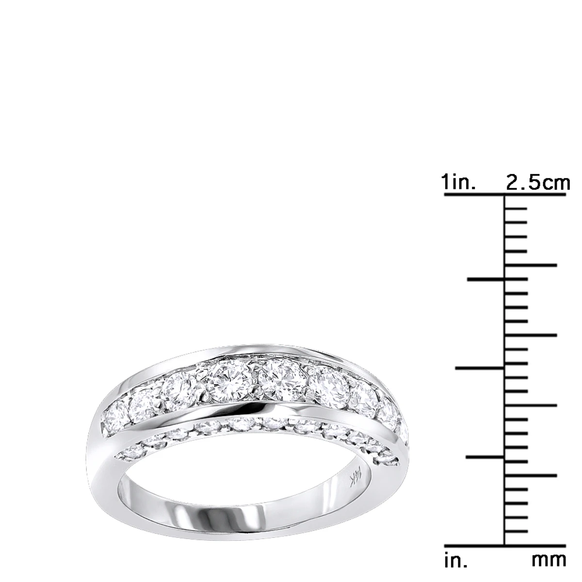 Thin 14K White Gold Round Diamond Ladies Wedding Ring 1.3ct 6 Thin 14K White Gold Round Diamond Ladies Wedding Ring 1.3ct - Image 6