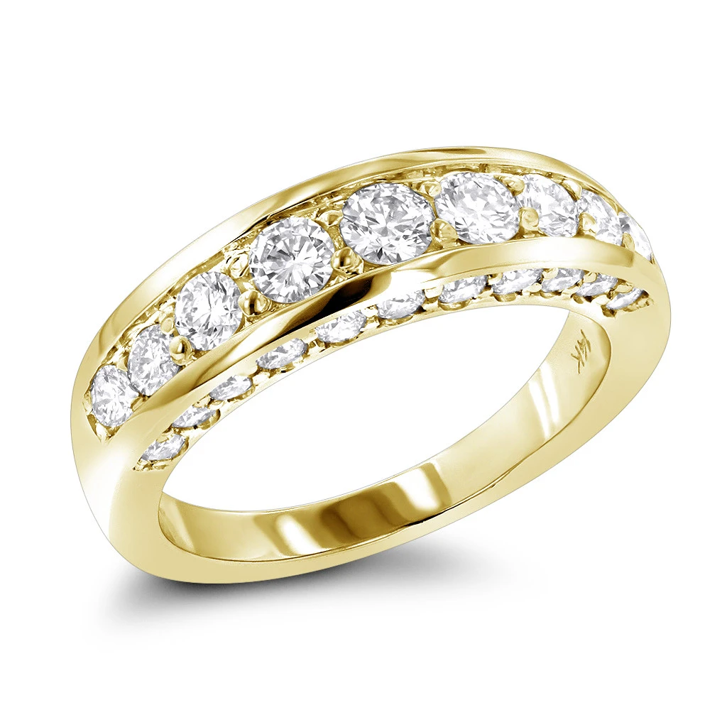 Thin 14K White Gold Round Diamond Ladies Wedding Ring 1.3ct 3 Thin 14K White Gold Round Diamond Ladies Wedding Ring 1.3ct - Image 3