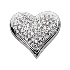 14K White Gold Round Diamond Pave Heart Pendant 1.28ct