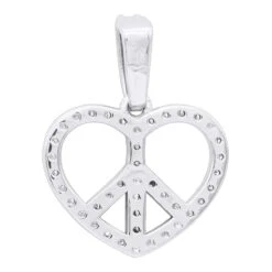 14K White Gold Round Diamond Peace Sign Heart Pendant 0.63ct -The King Of Accessories 14k gold round diamond peace sign heart pendant 063ct p 27782 backwh