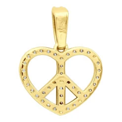 14K White Gold Round Diamond Peace Sign Heart Pendant 0.63ct -The King Of Accessories 14k gold round diamond peace sign heart pendant 063ct p 27782 backye