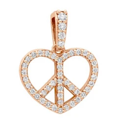 14K White Gold Round Diamond Peace Sign Heart Pendant 0.63ct -The King Of Accessories 14k gold round diamond peace sign heart pendant 063ct p 27782 ro