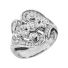 14K White Gold Round Diamond Right Hand Ladies Ring 0.78ct
