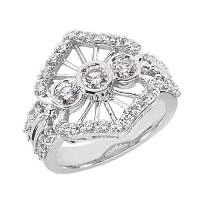 14K White Gold Round Diamond Right Hand Ladies Ring 1.45ct 1 14K White Gold Round Diamond Right Hand Ladies Ring 1.45ct
