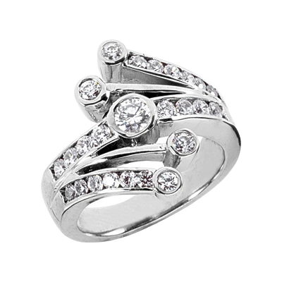 14K White Gold Round Diamond Right Hand Ring 0.75ct 1 14K White Gold Round Diamond Right Hand Ring 0.75ct