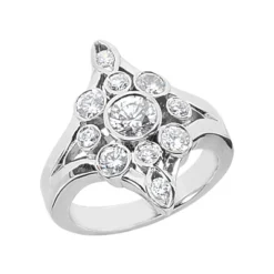 14K White Gold Round Diamond Right Hand Ring 1.11ct