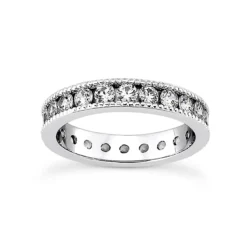 Thin 14K White Gold Round Diamonds Eternity Band 1.54ct