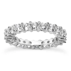 Thin 14K White Gold Round Diamonds Eternity Band 3.10ct