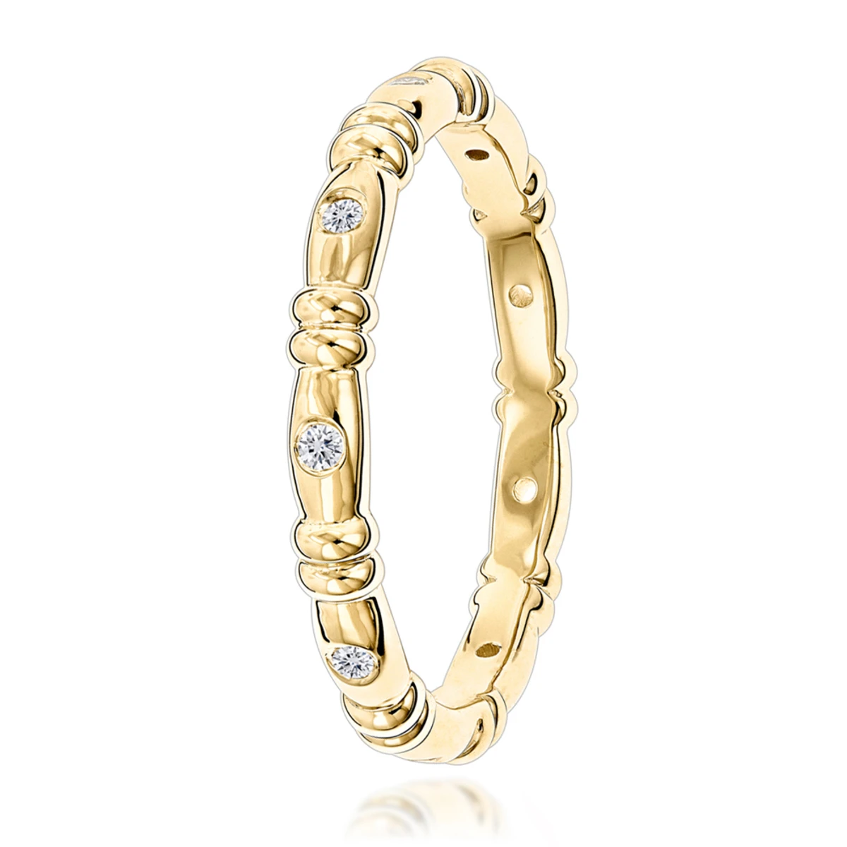 14K Yellow Gold Round Diamonds Eternity Ring For Women 0.14ct 4 14K Yellow Gold Round Diamonds Eternity Ring For Women 0.14ct - Image 4
