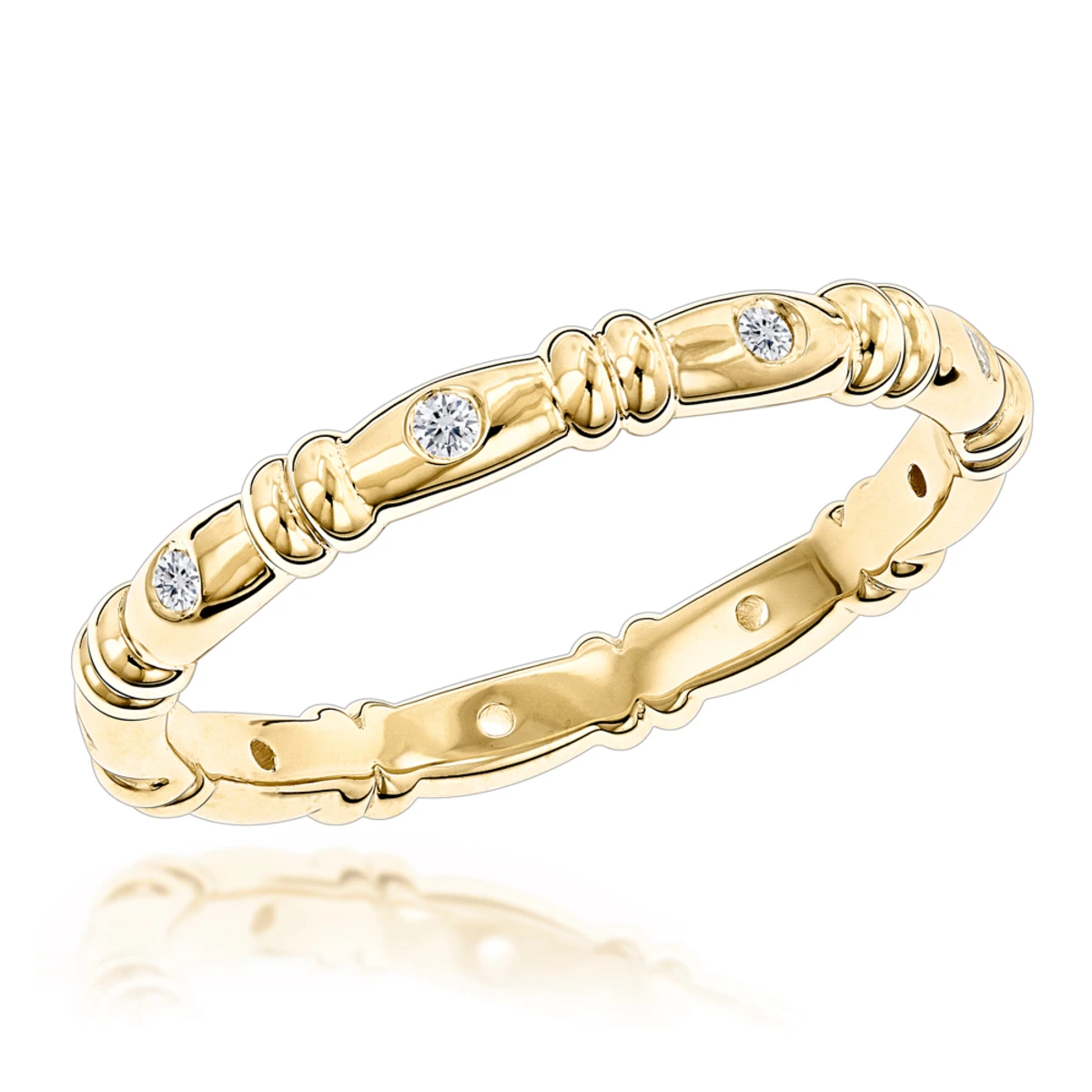 14K Yellow Gold Round Diamonds Eternity Ring For Women 0.14ct 1 14K Yellow Gold Round Diamonds Eternity Ring For Women 0.14ct