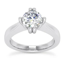 14K White Gold Solitaire Engagement Ring 0.50ct 1.8mm