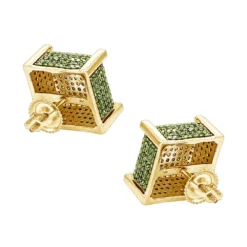 14K Yellow Gold Square Green Diamond Stud Earrings 1.3ct By Luxurman 9 14K Yellow Gold Square Green Diamond Stud Earrings 1.3ct By Luxurman -The King Of Accessories 14k gold square green diamond stud earrings 13ct by luxurman backye