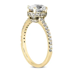 14K White Gold Unique Diamond Engagement Ring 0.84ct -The King Of Accessories 14k gold unique diamond engagement ring 084ct p 23932 back yellow 20220426