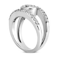 14K White Gold One Of A Kind Diamond Engagement Ring 1.02ct 10.5mm -The King Of Accessories 14k gold unique diamond engagement ring 102ct p 24100 back white 20220426