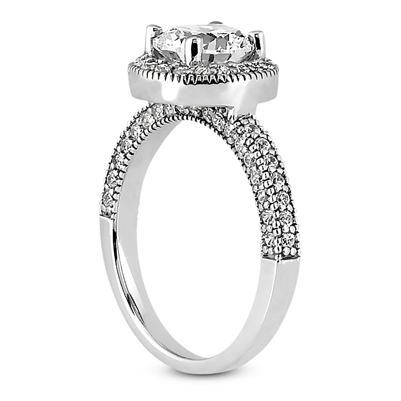 14K White Gold Unique Diamond Engagement Ring 1.10ct 2.4mm 4 14K White Gold Unique Diamond Engagement Ring 1.10ct 2.4mm - Image 4