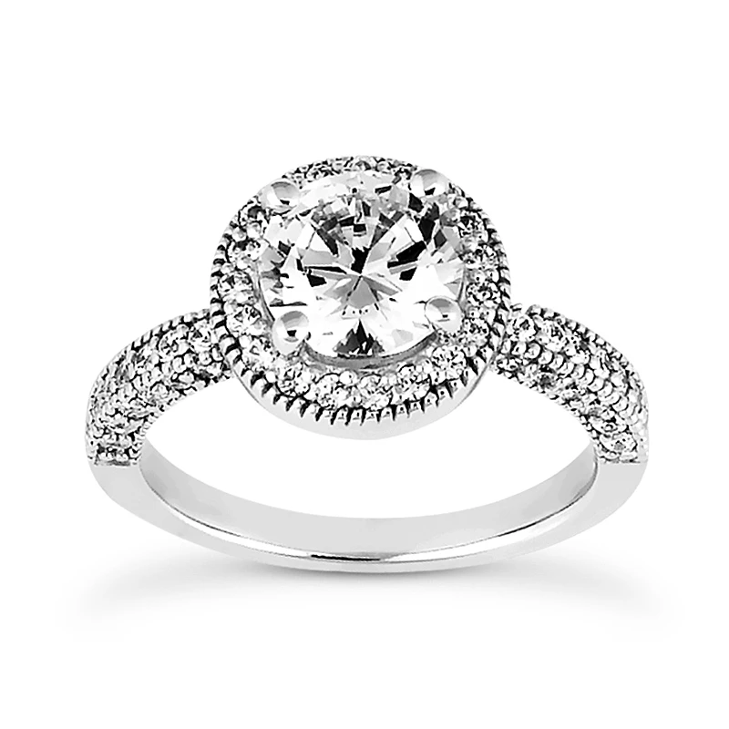 14K White Gold Unique Diamond Engagement Ring 1.10ct 2.4mm 1 14K White Gold Unique Diamond Engagement Ring 1.10ct 2.4mm
