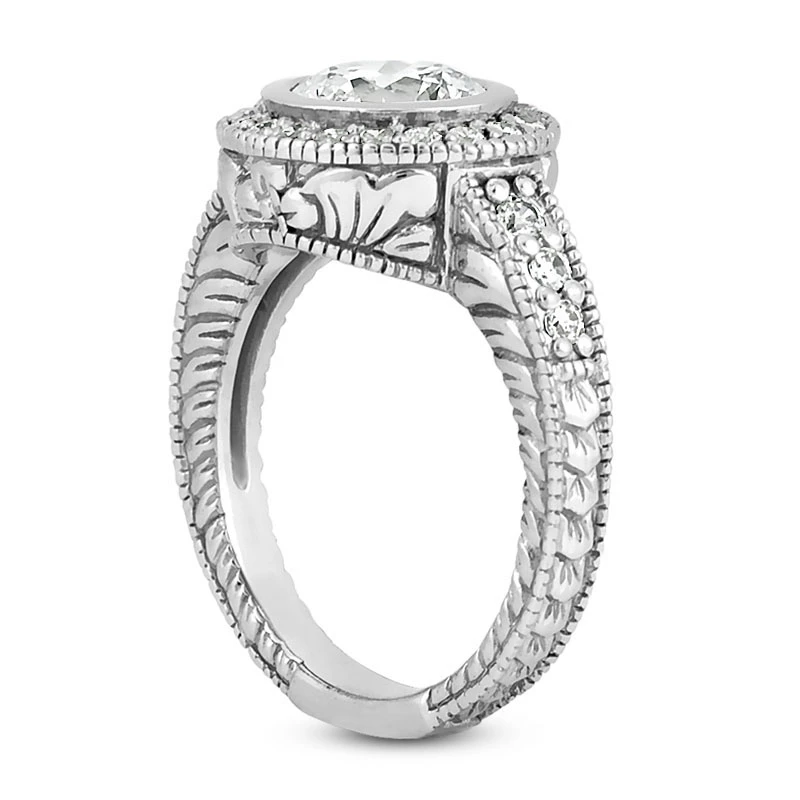 14K White Gold Unique Diamond Engagement Ring Set 0.96ct Band: 3.10mm, Eng.: 3.65mm 9 14K White Gold Unique Diamond Engagement Ring Set 0.96ct Band: 3.10mm, Eng.: 3.65mm - Image 9