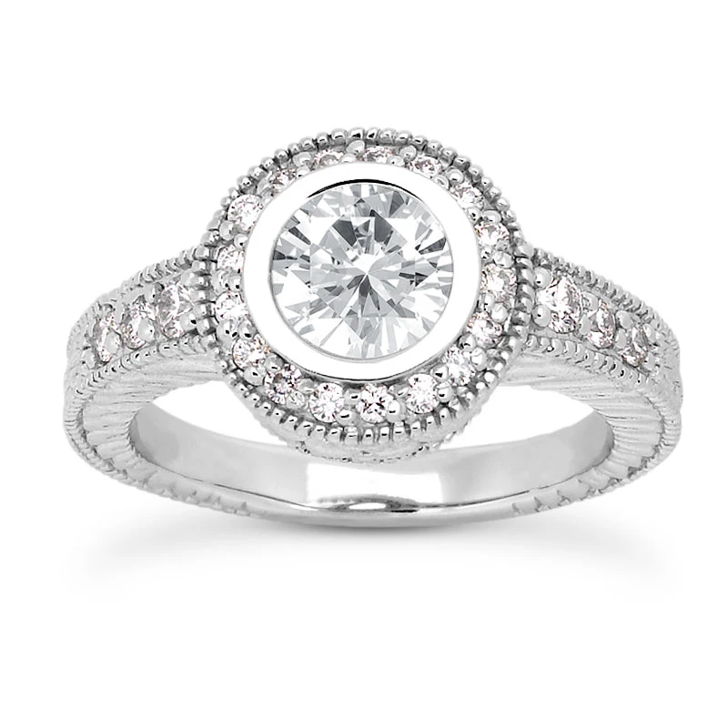 14K White Gold Unique Diamond Engagement Ring Set 0.96ct Band: 3.10mm, Eng.: 3.65mm 4 14K White Gold Unique Diamond Engagement Ring Set 0.96ct Band: 3.10mm, Eng.: 3.65mm - Image 4