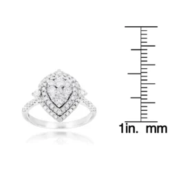 14K White Gold Unique Drop Design Pear Shape Diamond Cluster Ring For Women 1.3ct 7 14K White Gold Unique Drop Design Pear Shape Diamond Cluster Ring For Women 1.3ct -The King Of Accessories 14k gold unique drop design pear shape diamond cluster ring for women 13ct ruler