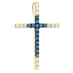 14K White Gold White Blue Diamond Cross Pendant 0.86ct -The King Of Accessories 14k gold white blue diamond cross pendant 086ct p 6607 yellow
