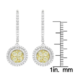 14K White Gold White Yellow Diamond Circle Earrings Hoop Dangles By Luxurman 2ct -The King Of Accessories 14k gold white yellow diamond circle earrings hoop dangles by luxurman 2ct rulerwh