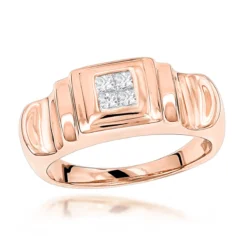 14K Yellow Gold Women's Diamond Ring Princess Diamonds 0.25ct -The King Of Accessories 14k gold womens diamond ring princess diamonds 03ct p 233 ro