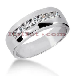 14K White Gold Diamond Wedding Band 0.63ct For Women
