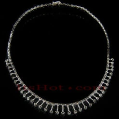 14K White Gold Women's Round Diamond Necklace 4.44ct 9 14K White Gold Women's Round Diamond Necklace 4.44ct -The King Of Accessories 14k gold womens round diamond necklace 444ct p 269back