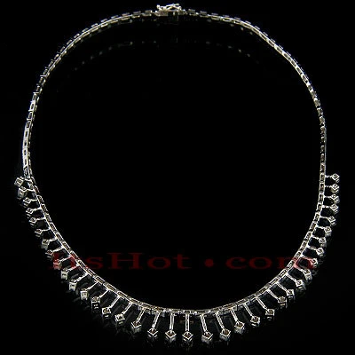 14K White Gold Women's Round Diamond Necklace 4.44ct 4 14K White Gold Women's Round Diamond Necklace 4.44ct - Image 4