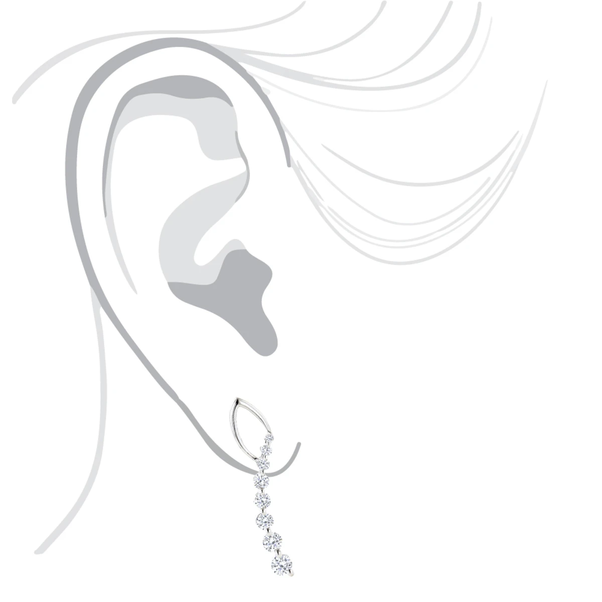 Journey Diamond Earrings For Women 14K White Gold 1.1ct 5 Journey Diamond Earrings For Women 14K White Gold 1.1ct - Image 5