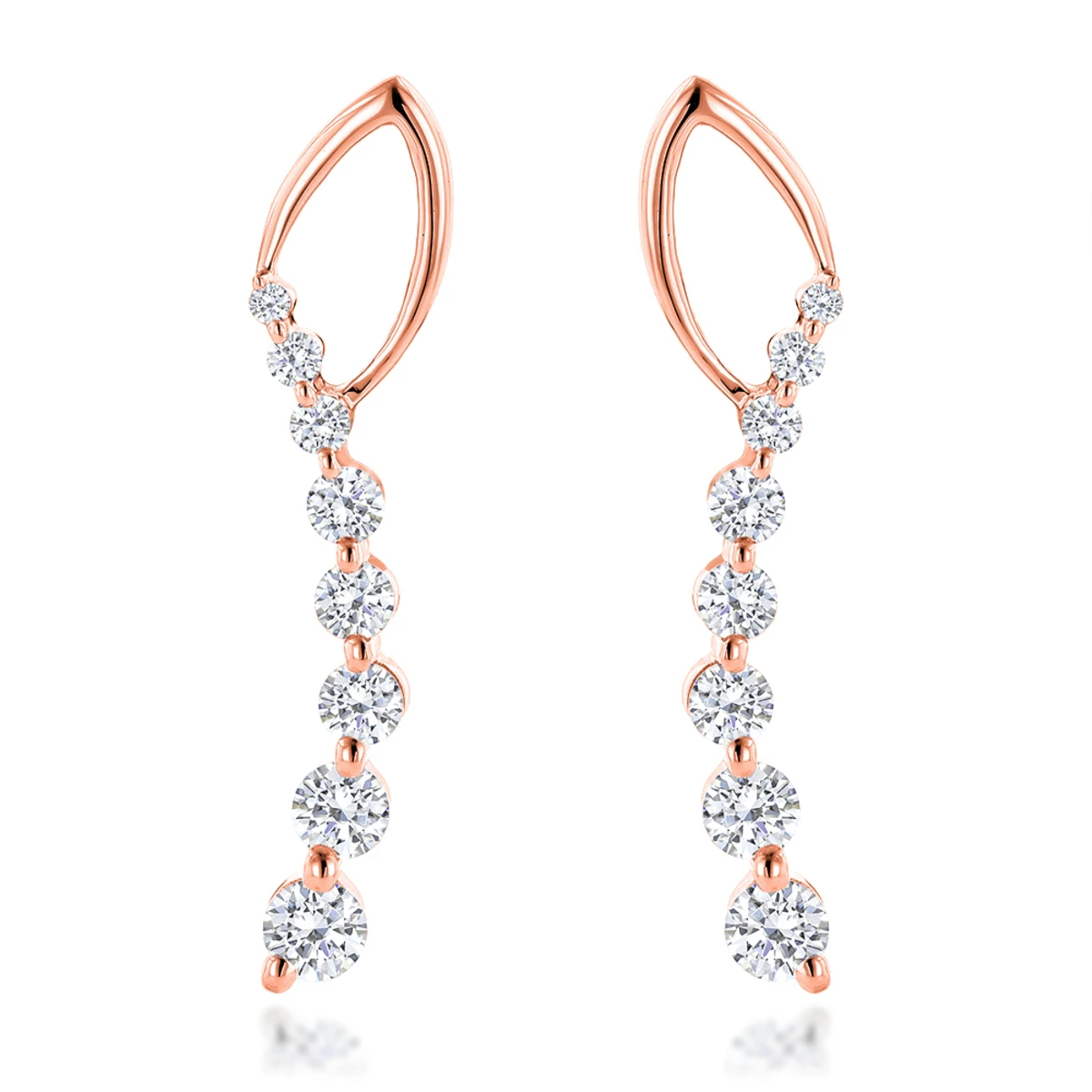 Journey Diamond Earrings For Women 14K White Gold 1.1ct 3 Journey Diamond Earrings For Women 14K White Gold 1.1ct - Image 3