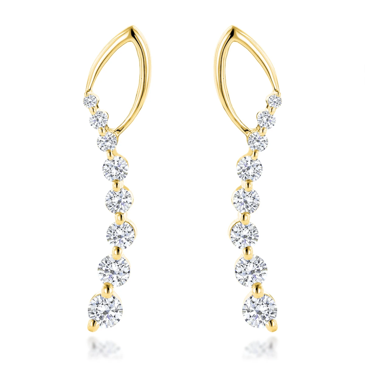 Journey Diamond Earrings For Women 14K White Gold 1.1ct 2 Journey Diamond Earrings For Women 14K White Gold 1.1ct - Image 2