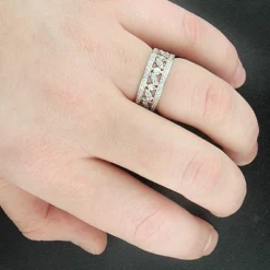 Unique Delicate Bands 14K White Gold Ladies Designer Diamond Ring 0.96ct -The King Of Accessories 14k ladies round diamond ring 096ct p 40454bod