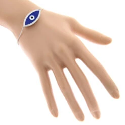 14K Yellow Gold Large Blue Evil Eye Diamond Bracelet 0.22ct -The King Of Accessories 14k large blue evil eye diamond bracelet 022ct p 35843 bodwh