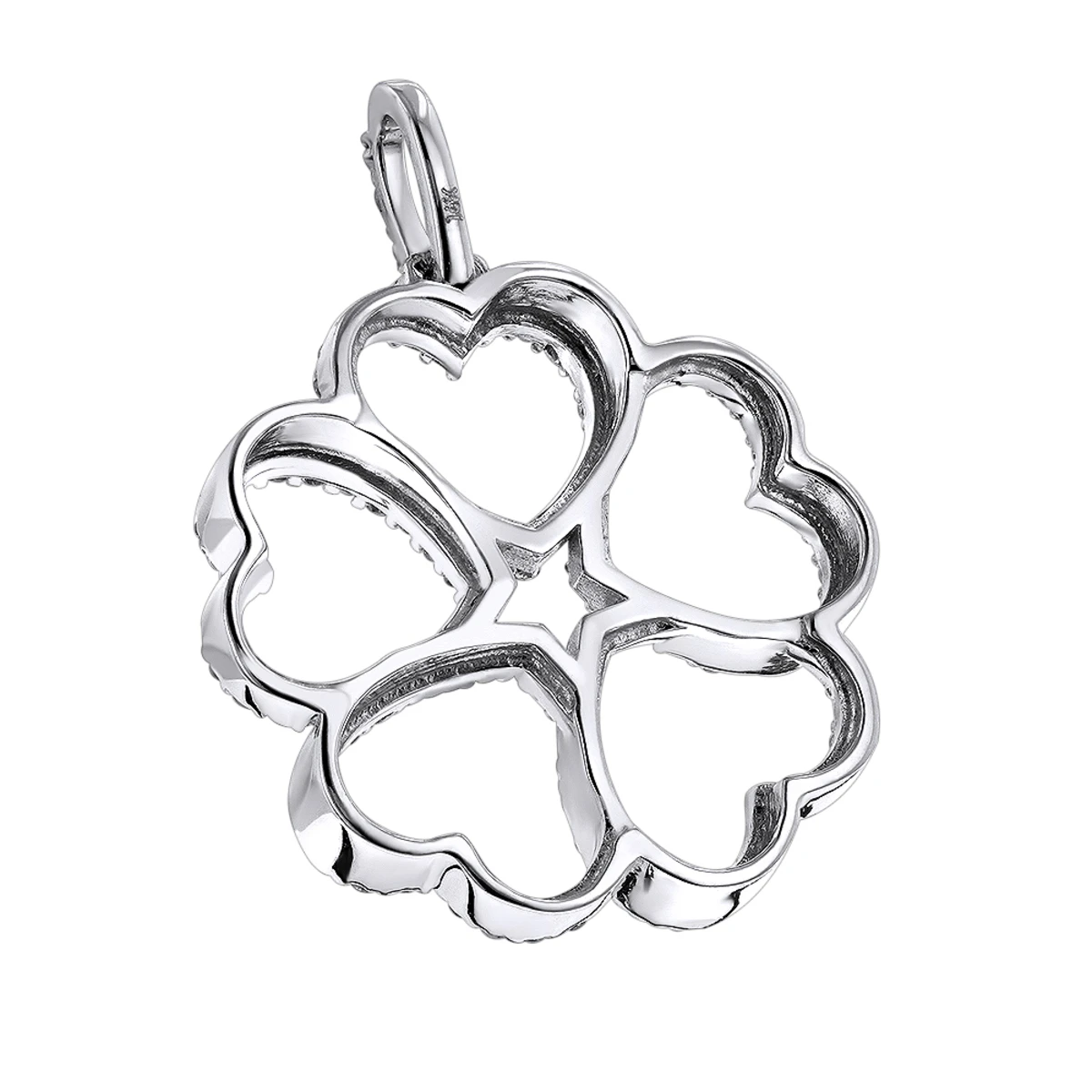 14K White Gold Multi Heart Diamond Pendant For Women Flower Design 0.35ct 4 14K White Gold Multi Heart Diamond Pendant For Women Flower Design 0.35ct - Image 4