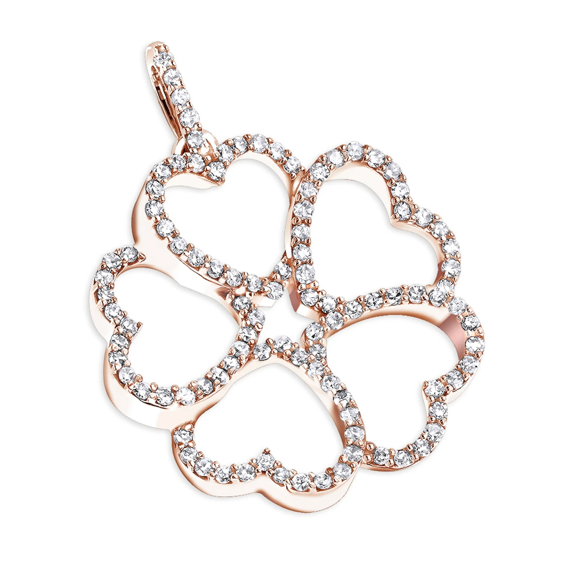 14K White Gold Multi Heart Diamond Pendant For Women Flower Design 0.35ct 3 14K White Gold Multi Heart Diamond Pendant For Women Flower Design 0.35ct - Image 3