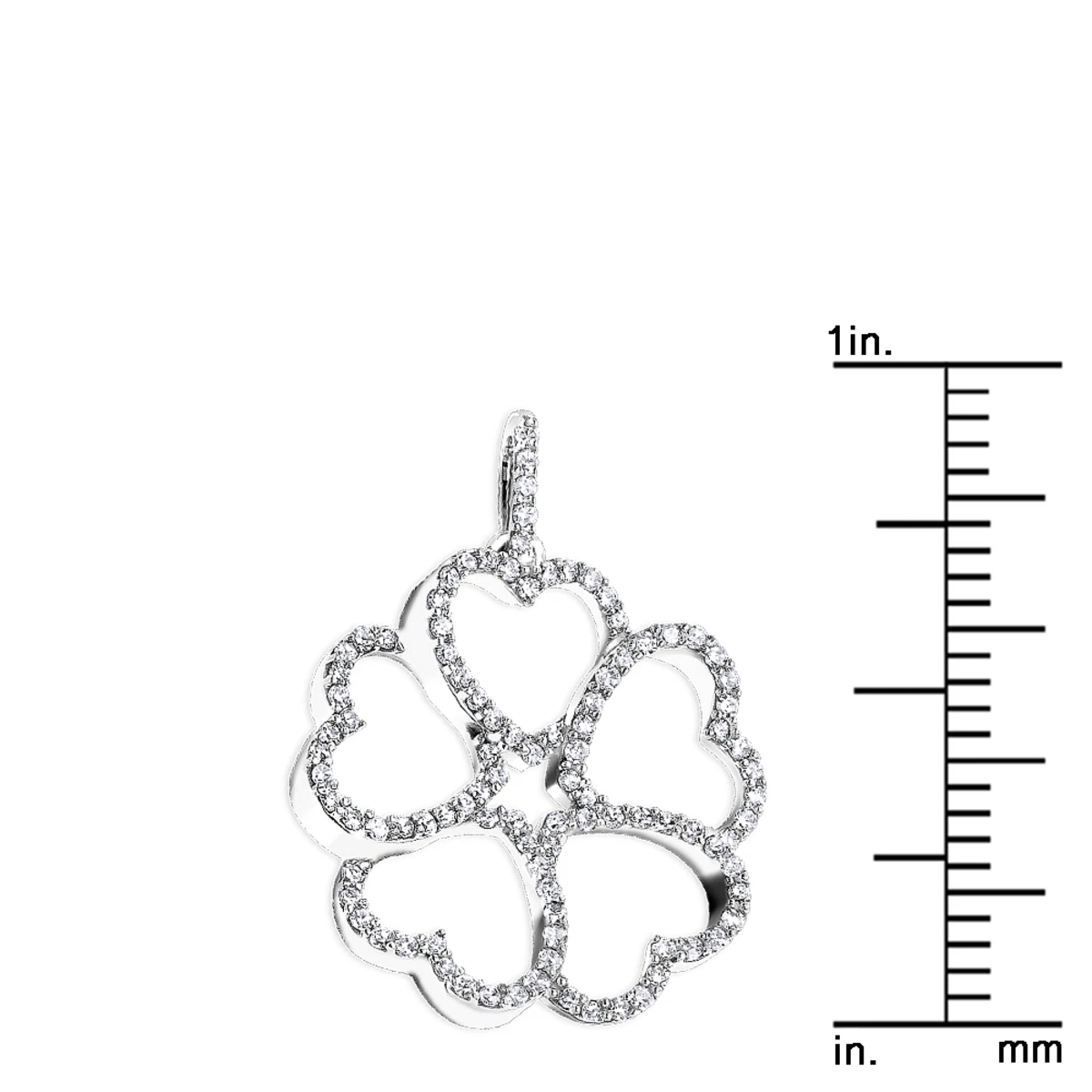 14K White Gold Multi Heart Diamond Pendant For Women Flower Design 0.35ct 5 14K White Gold Multi Heart Diamond Pendant For Women Flower Design 0.35ct - Image 5