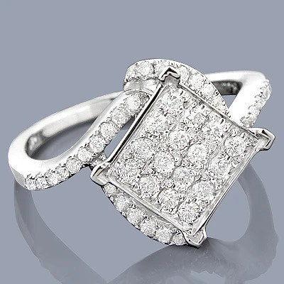 14K White Gold Pave Diamond Engagement Ring 0.63ct 1 14K White Gold Pave Diamond Engagement Ring 0.63ct