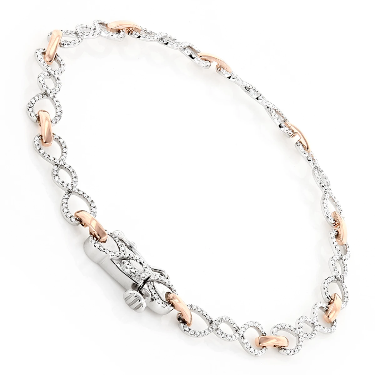 Two Tone 14K Yellow Gold Round Diamond Bracelet For Women 0.7ct 4 Two Tone 14K Yellow Gold Round Diamond Bracelet For Women 0.7ct - Image 4