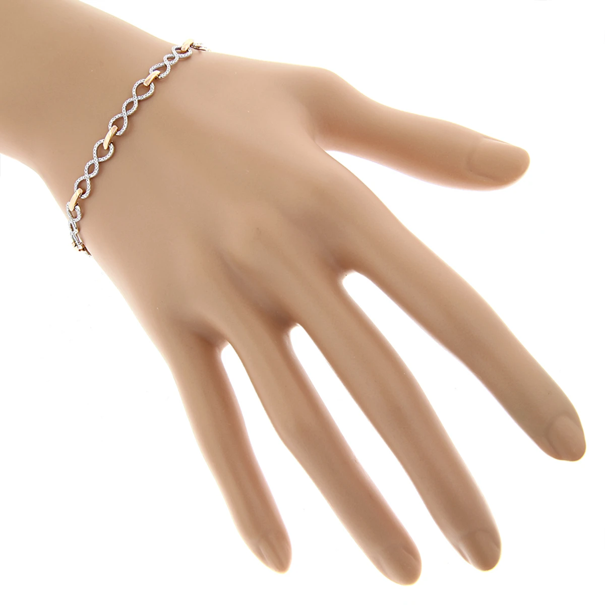 Two Tone 14K Yellow Gold Round Diamond Bracelet For Women 0.7ct 5 Two Tone 14K Yellow Gold Round Diamond Bracelet For Women 0.7ct - Image 5