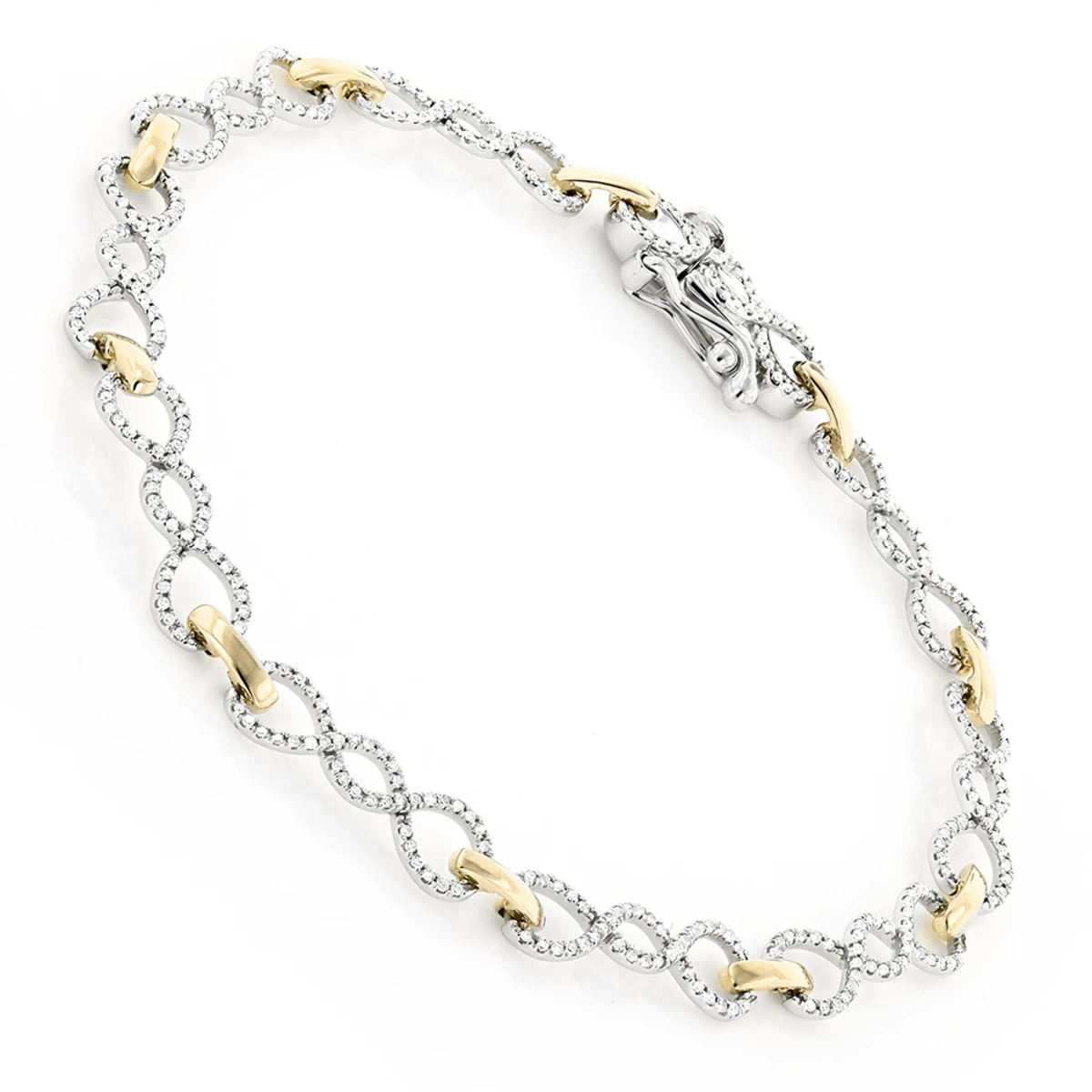Two Tone 14K Yellow Gold Round Diamond Bracelet For Women 0.7ct 1 Two Tone 14K Yellow Gold Round Diamond Bracelet For Women 0.7ct