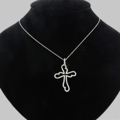 14K White Gold Unique Diamond Cross Pendant 0.32ct -The King Of Accessories 14k unique diamond cross pendant 032ct p 41782bod