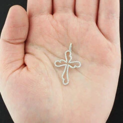 14K White Gold Unique Diamond Cross Pendant 0.32ct -The King Of Accessories 14k unique diamond cross pendant 032ct p 41782box