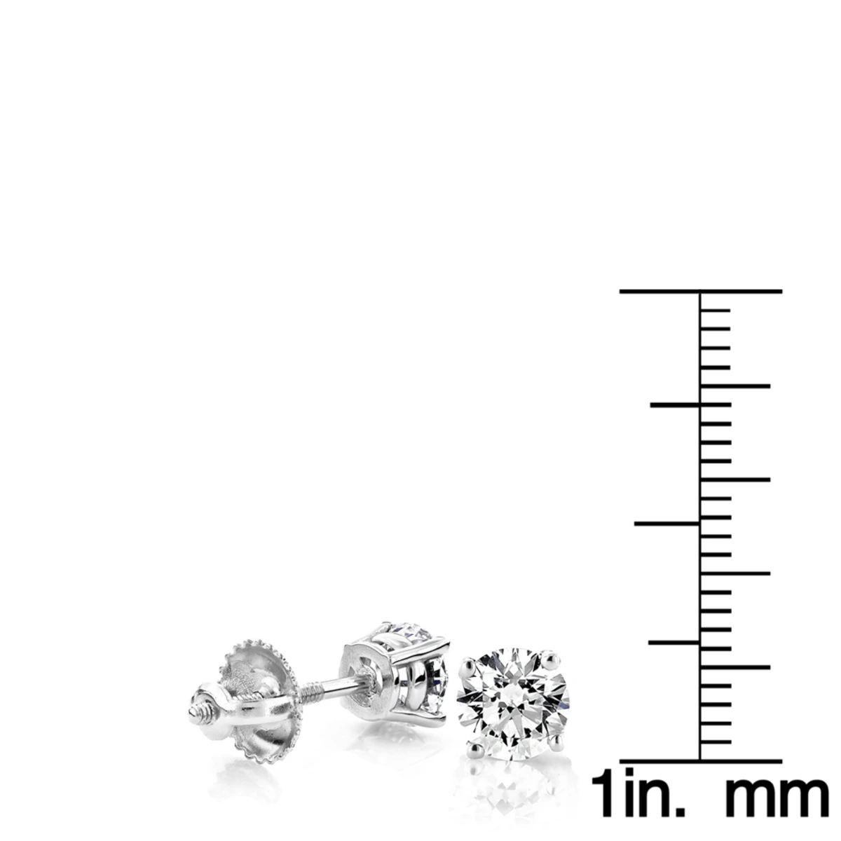 14K White Gold Diamond Stud Earrings Round Cut 1.50ct 6 14K White Gold Diamond Stud Earrings Round Cut 1.50ct - Image 6