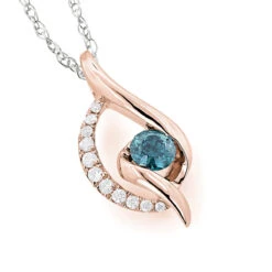 14K White Gold Ladies Blue Diamond Necklace 0.35ct La Minor -The King Of Accessories 14k white gold ladies blue diamond necklace 035ct la minor ro