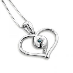 14K White Gold Single Blue Diamond Heart Necklace For Women Pendant 8 14K White Gold Single Blue Diamond Heart Necklace For Women Pendant -The King Of Accessories 14k white gold single blue diamond heart necklace for women pendant 2