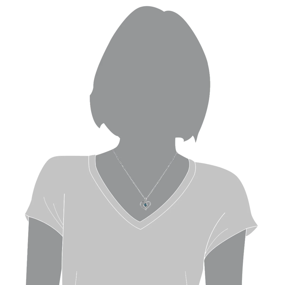 14K White Gold Single Blue Diamond Heart Necklace For Women Pendant 6 14K White Gold Single Blue Diamond Heart Necklace For Women Pendant - Image 6