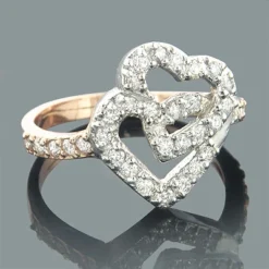 14K Rose Gold Diamond Heart Ring 0.55ct