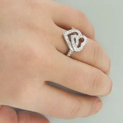 14K Rose Gold Diamond Heart Ring 0.55ct -The King Of Accessories 14k white rose gold diamond heart ring 055ct p 6311bod