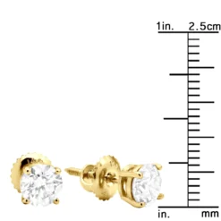 14K Yellow Gold Diamond Stud Earrings Round Cut 1.50ct -The King Of Accessories 14k yellow gold diamond stud earrings round cut 150ct p 5637 ruler yellow
